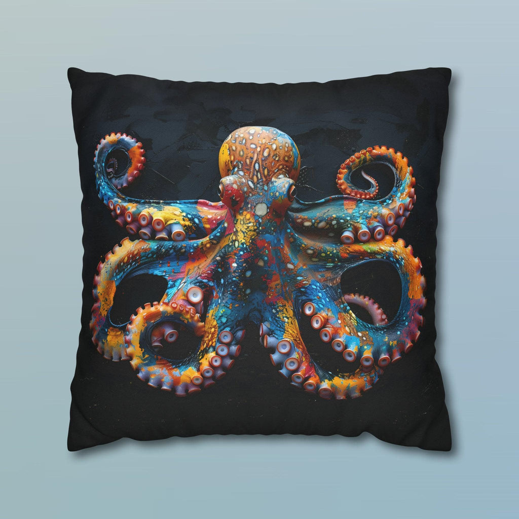 Vibrant Octopus Pillow Cover: Marine Life Accent for Coastal Beach House Decor