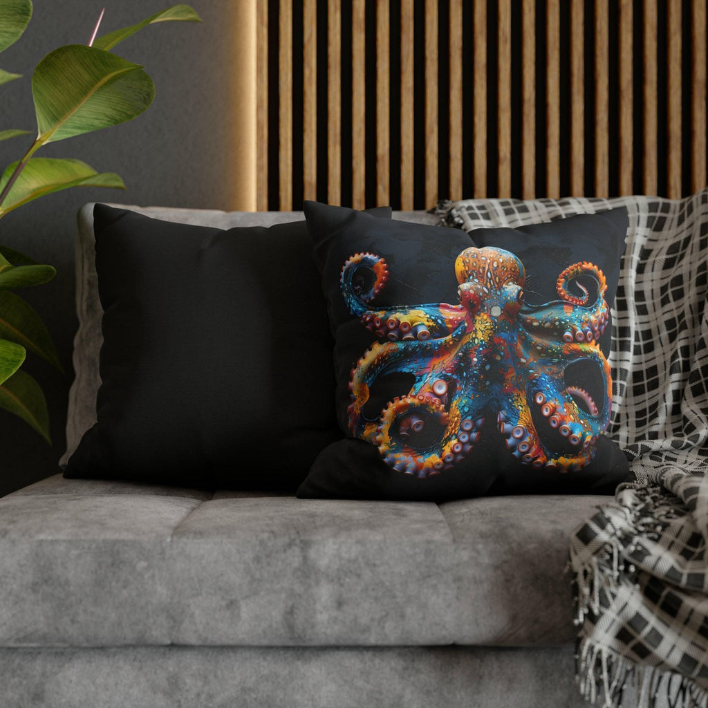 Vibrant Octopus Pillow Cover: Marine Life Accent for Coastal Beach House Decor