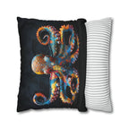 Vibrant Octopus Pillow Cover: Marine Life Accent for Coastal Beach House Decor
