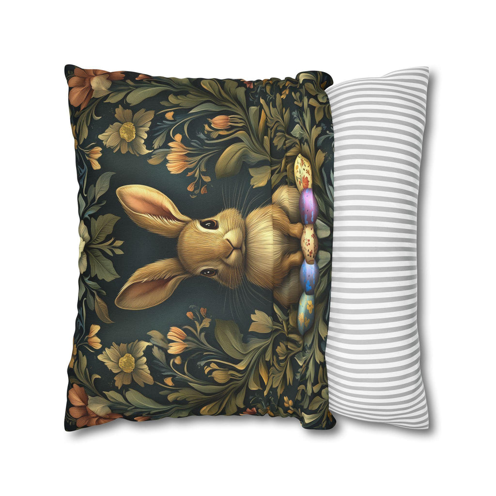 Elegant William Morris-Inspired Easter Rabbit Pillowcase: Artisanal Tapestry Home Decor for Spring