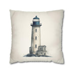 Rustic Nautical Lighthouse Throw Pillow Cover - Navy Blue & Grey Coastal Beach House Decor