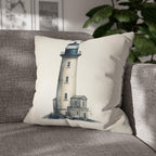 Rustic Nautical Lighthouse Throw Pillow Cover - Navy Blue & Grey Coastal Beach House Decor