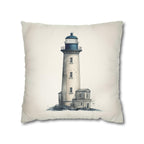 Rustic Nautical Lighthouse Throw Pillow Cover - Navy Blue & Grey Coastal Beach House Decor