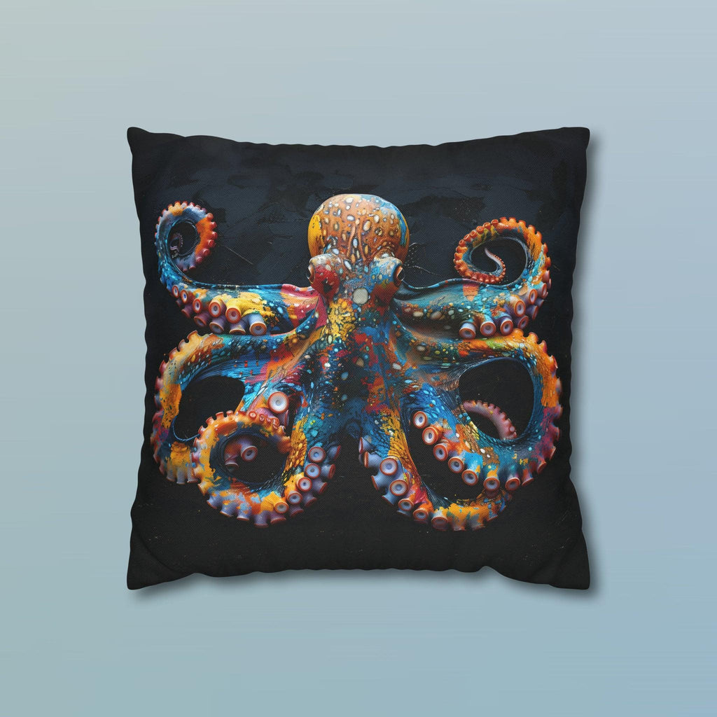 Vibrant Octopus Pillow Cover: Marine Life Accent for Coastal Beach House Decor