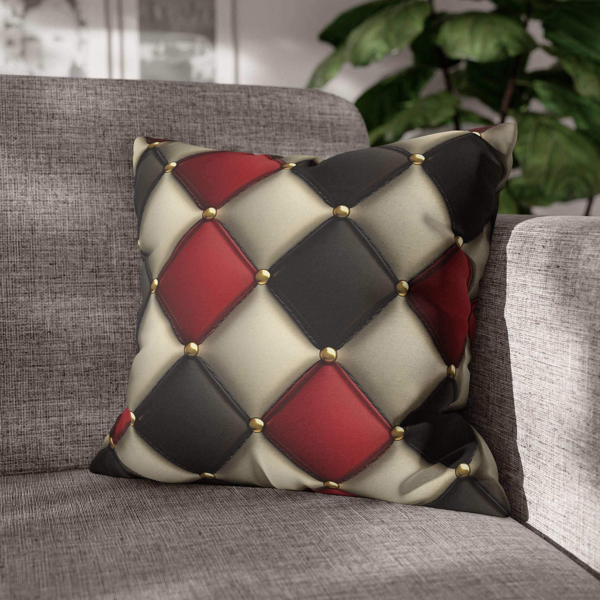 Diamond Checkered Pillow Cover: Casino-Inspired Decor for Game Room, Mancave, Bold Accent