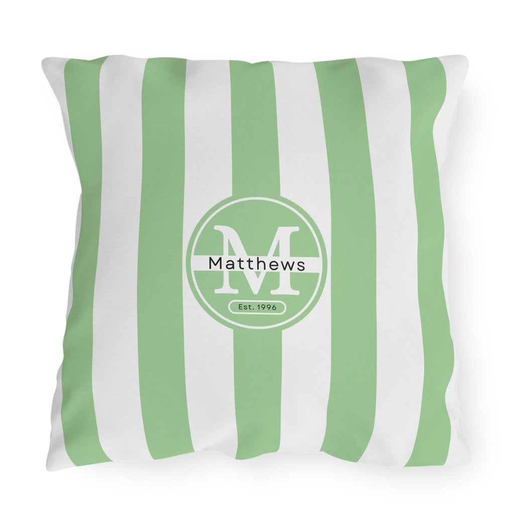 Personalized Outdoor Pillow:  Monogram Family Name Cabana-Style