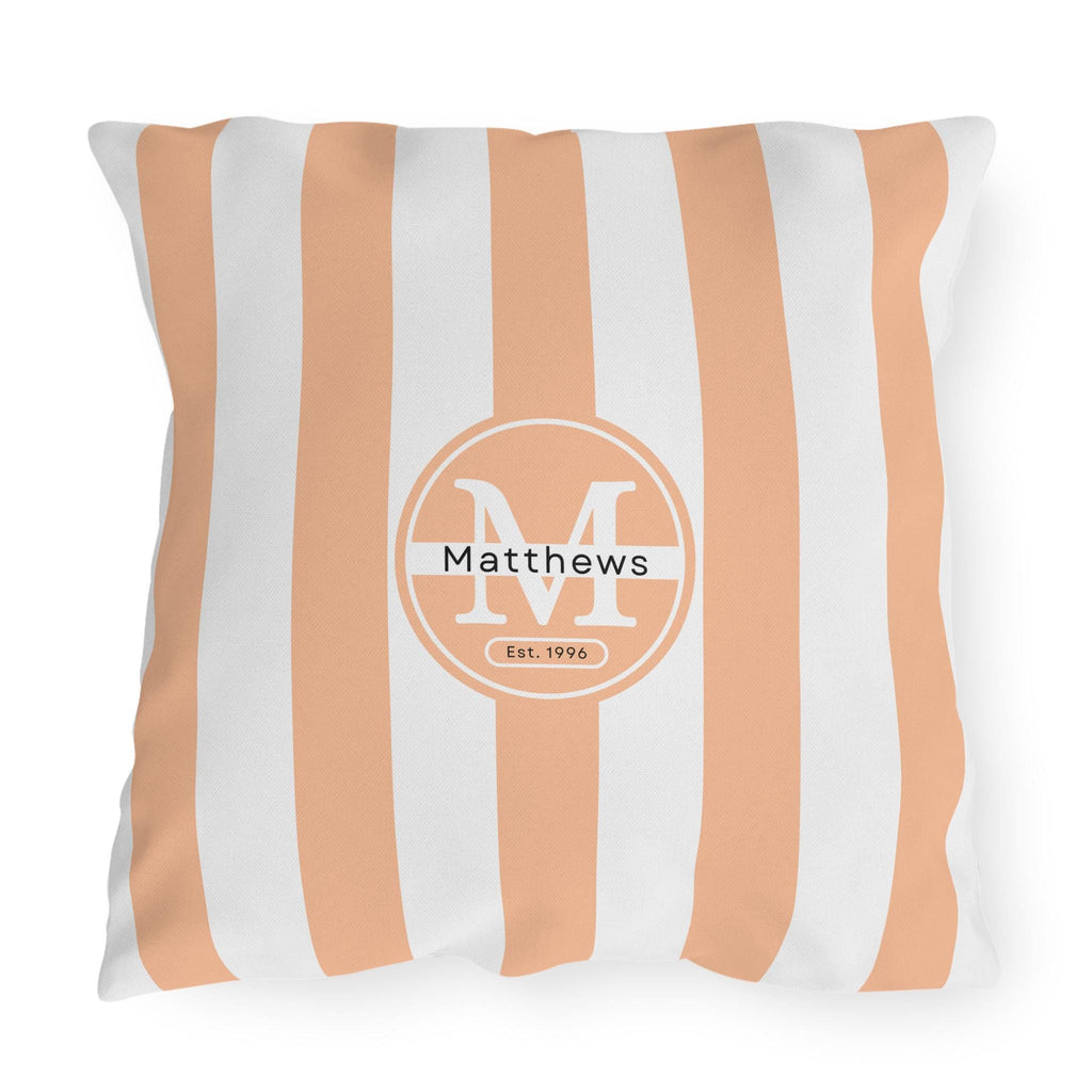 Personalized Outdoor Pillow:  Monogram Family Name Cabana-Style