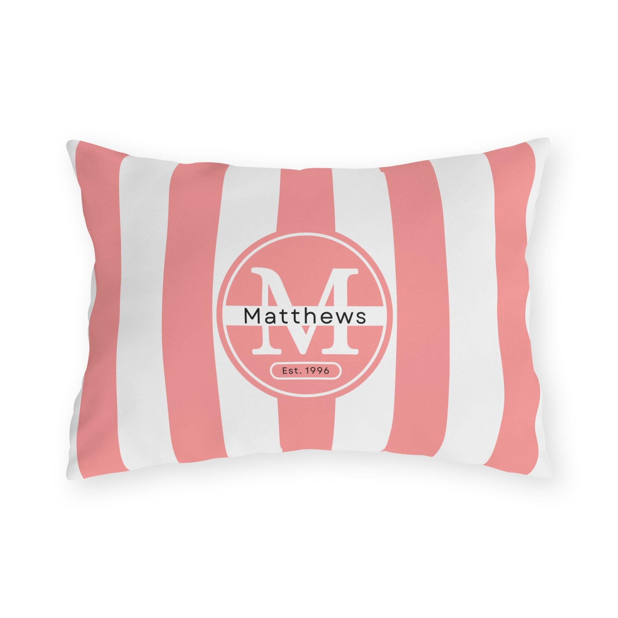 Personalized Outdoor Pillow:  Monogram Family Name Cabana-Style