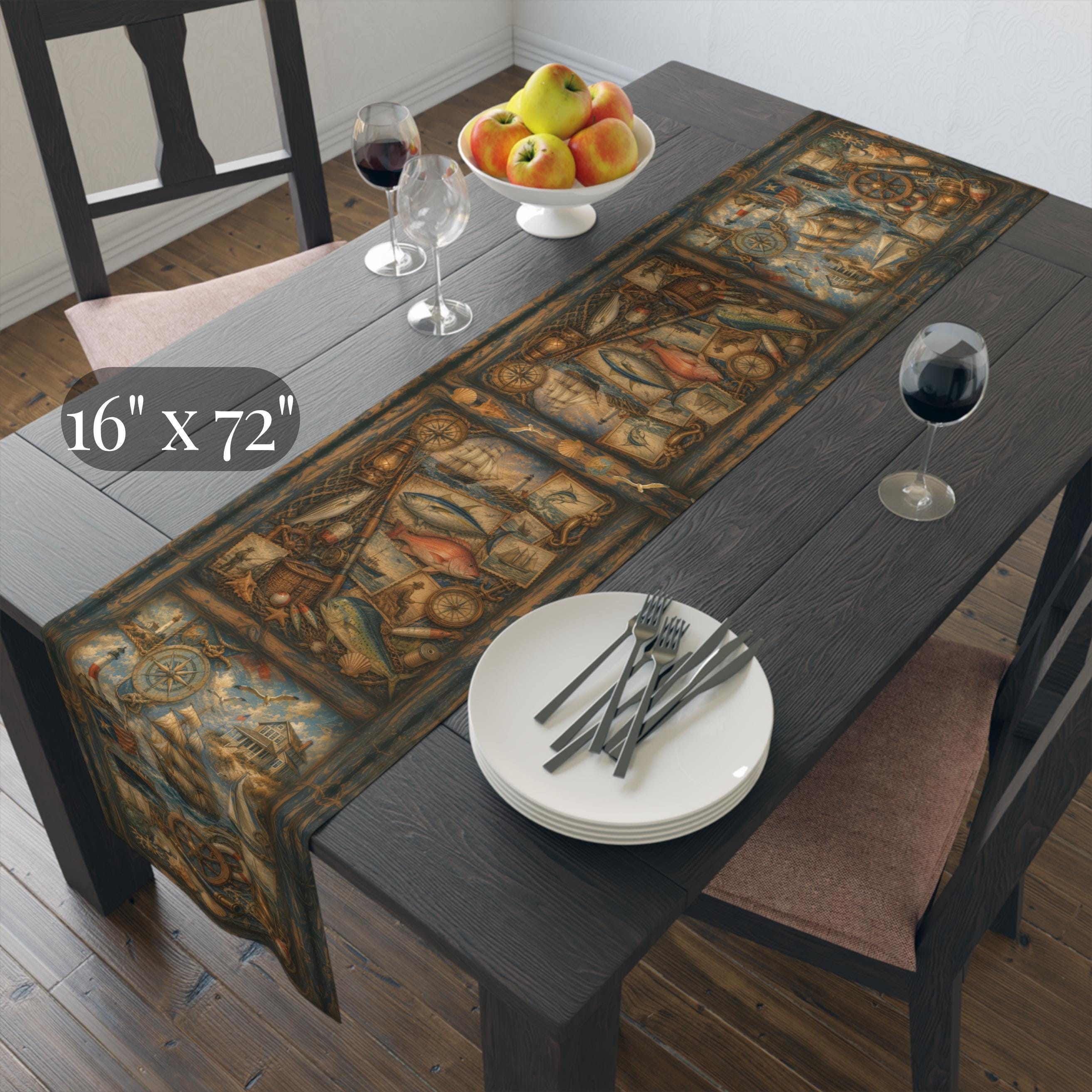 Maritime Table Runner: Vintage Style Nautical Theme for Lakehouse or Coastal Decor