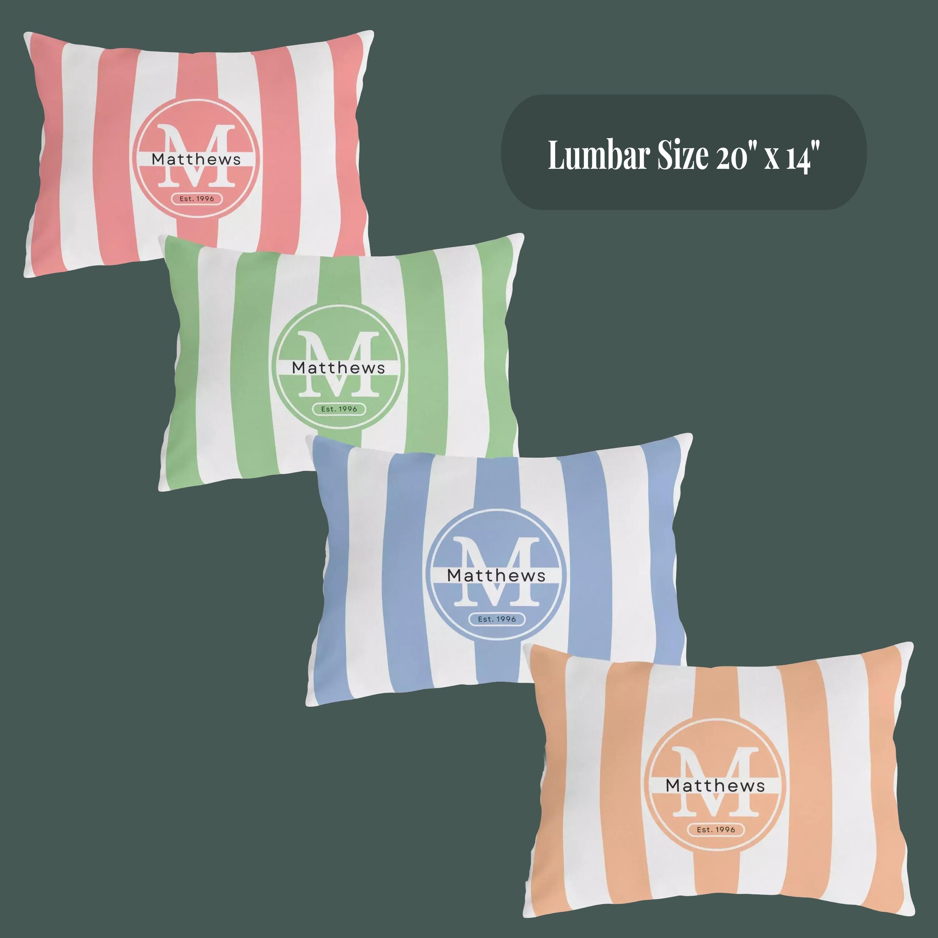 Personalized Outdoor Pillow:  Monogram Family Name Cabana-Style