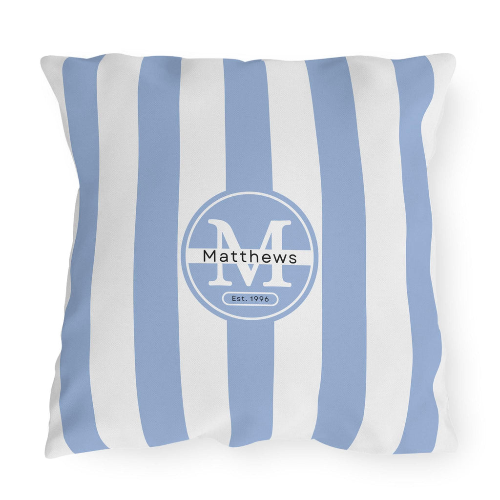 Personalized Outdoor Pillow:  Monogram Family Name Cabana-Style