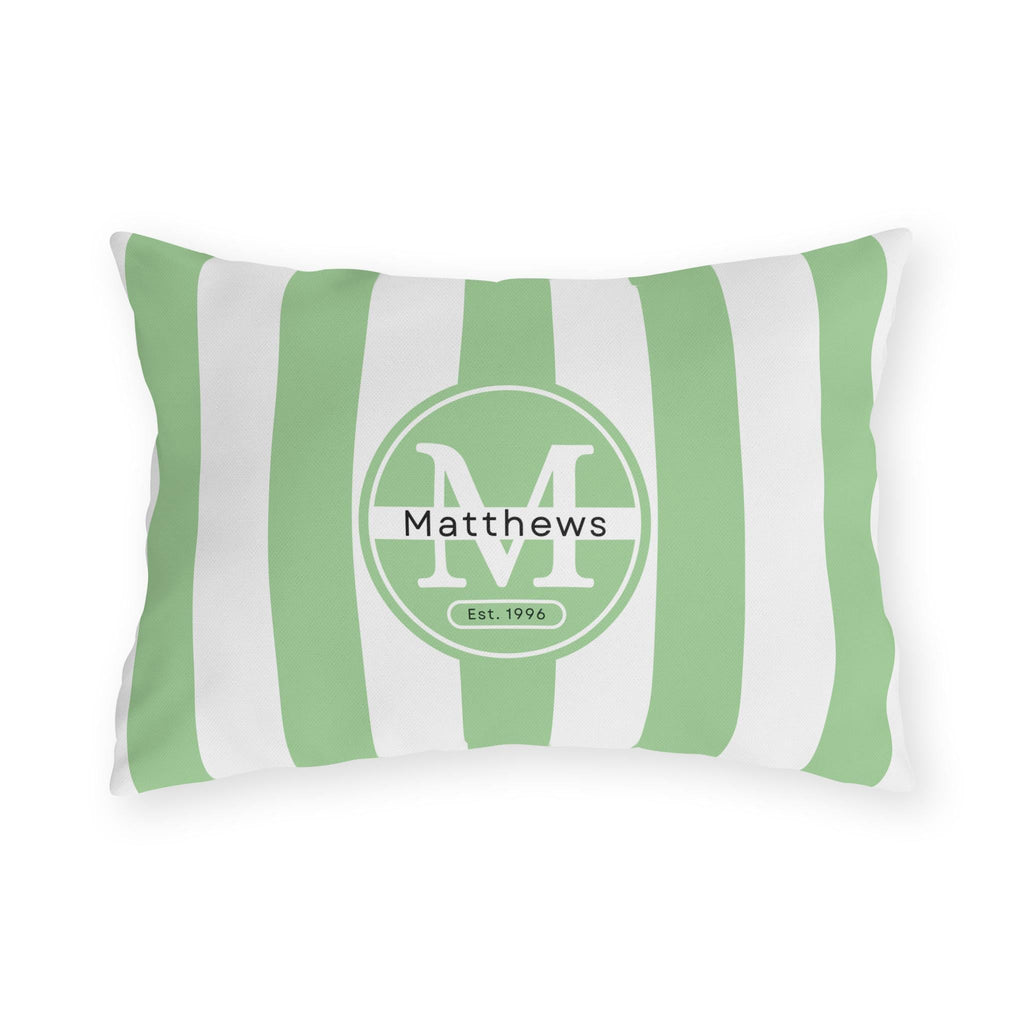 Personalized Outdoor Pillow:  Monogram Family Name Cabana-Style
