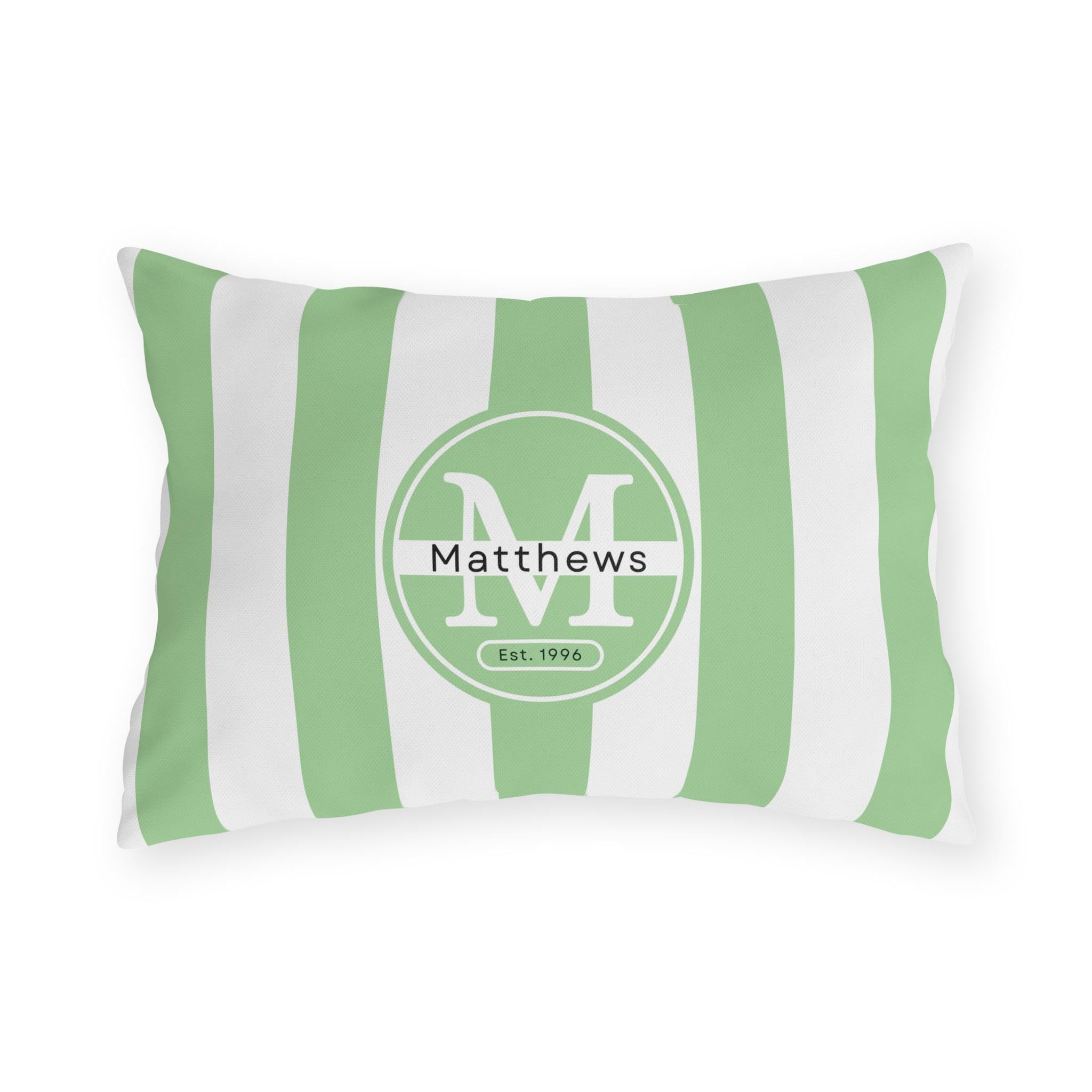 Personalized Outdoor Pillow:  Monogram Family Name Cabana-Style