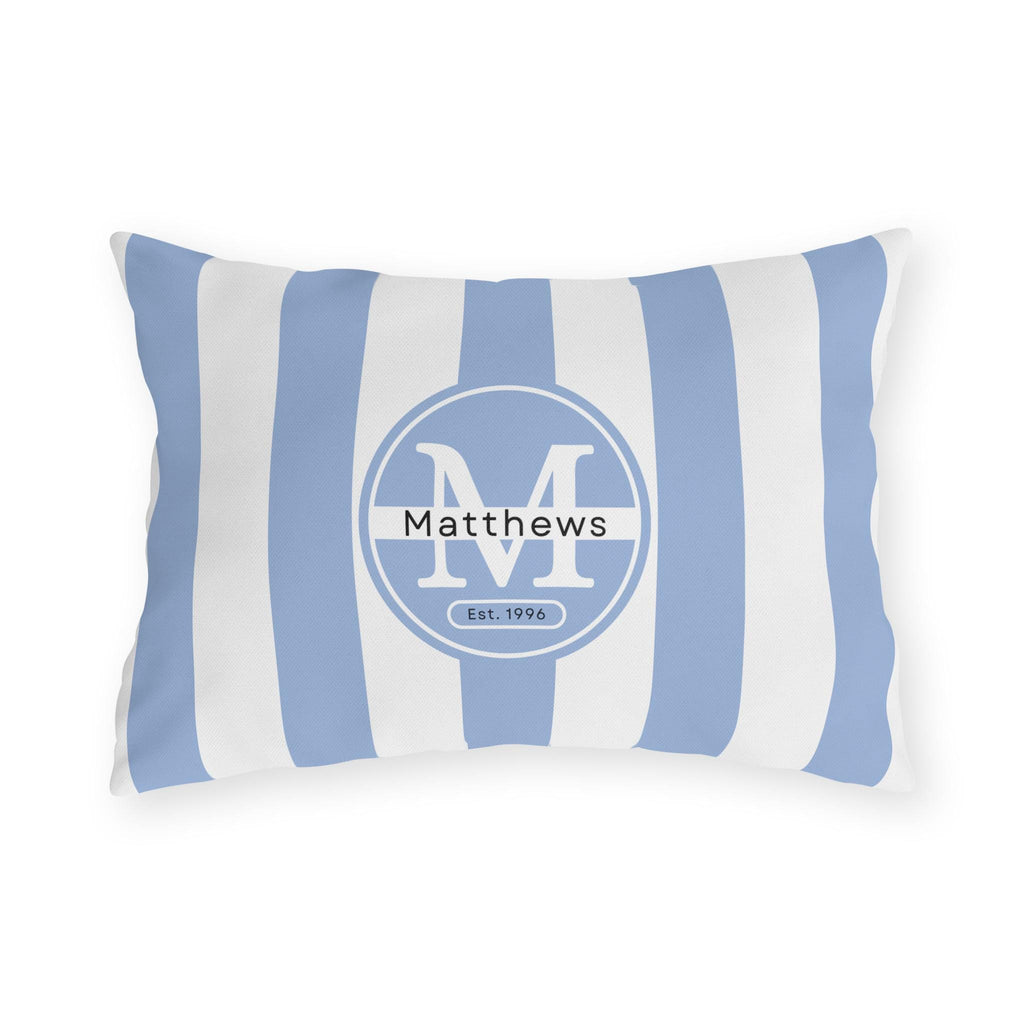 Personalized Outdoor Pillow:  Monogram Family Name Cabana-Style