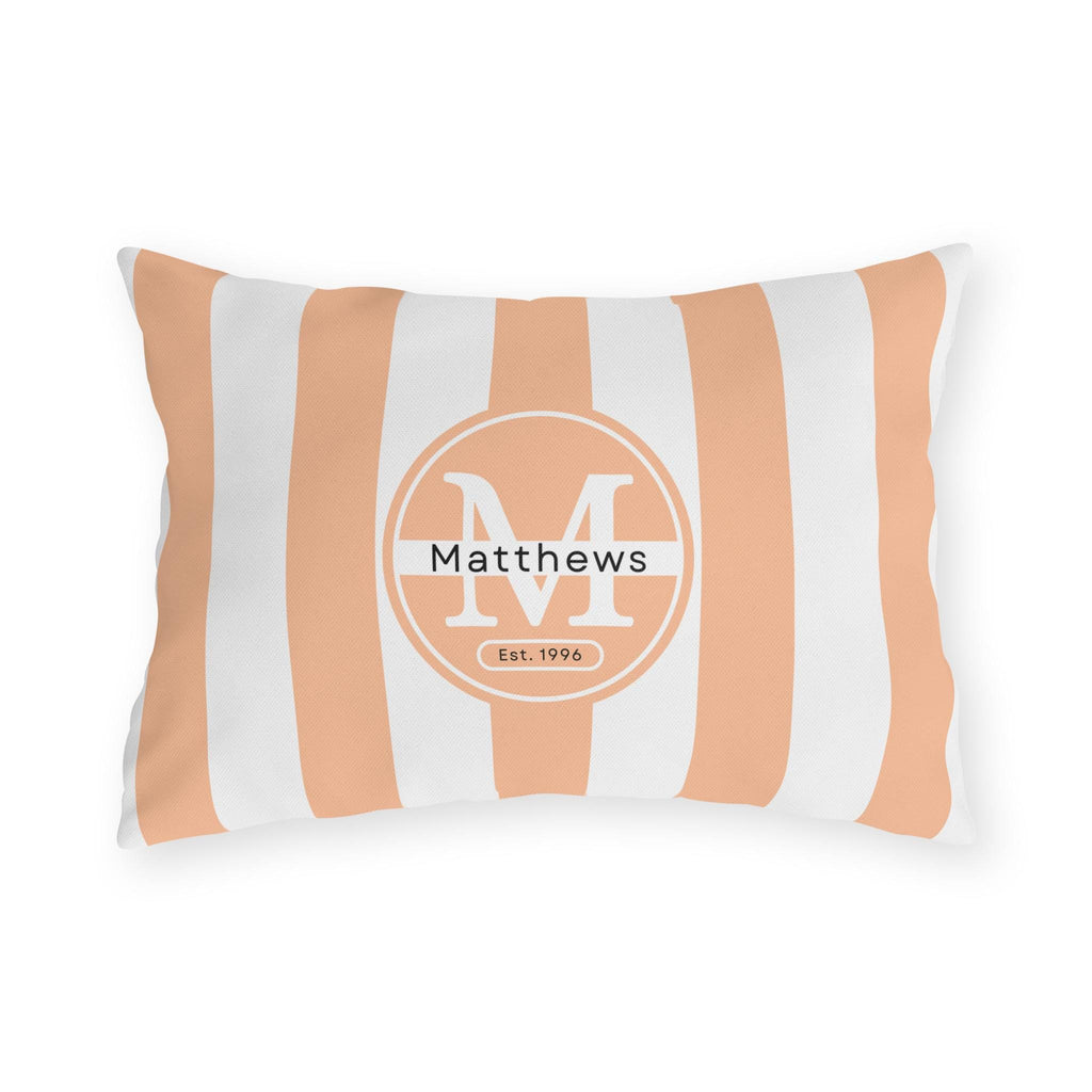Personalized Outdoor Pillow:  Monogram Family Name Cabana-Style