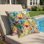 Wildflower Meadow Outdoor Pillow: Floral Patio, Pool or Porch Accent