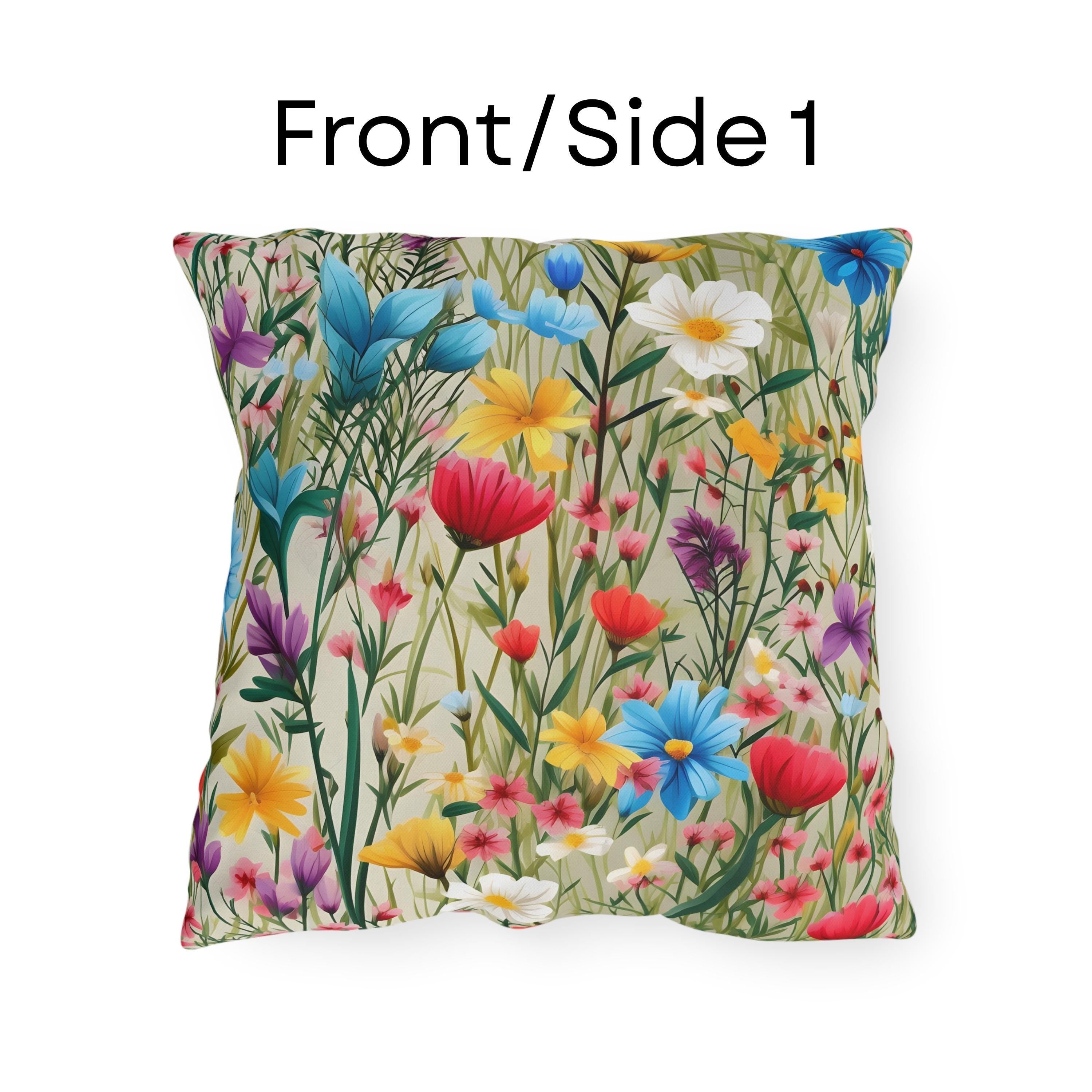 Wildflower Meadow Outdoor Pillow: Floral Patio, Pool or Porch Accent