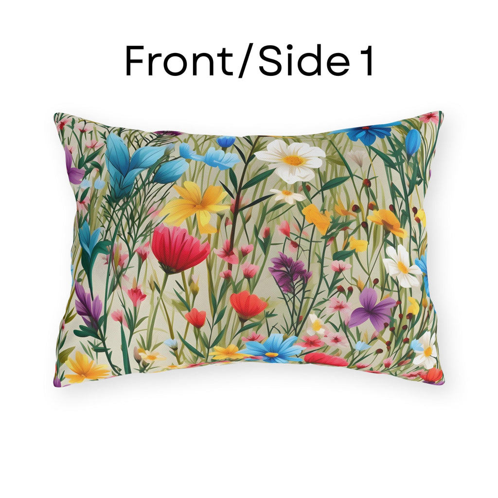 Wildflower Meadow Outdoor Pillow: Floral Patio, Pool or Porch Accent