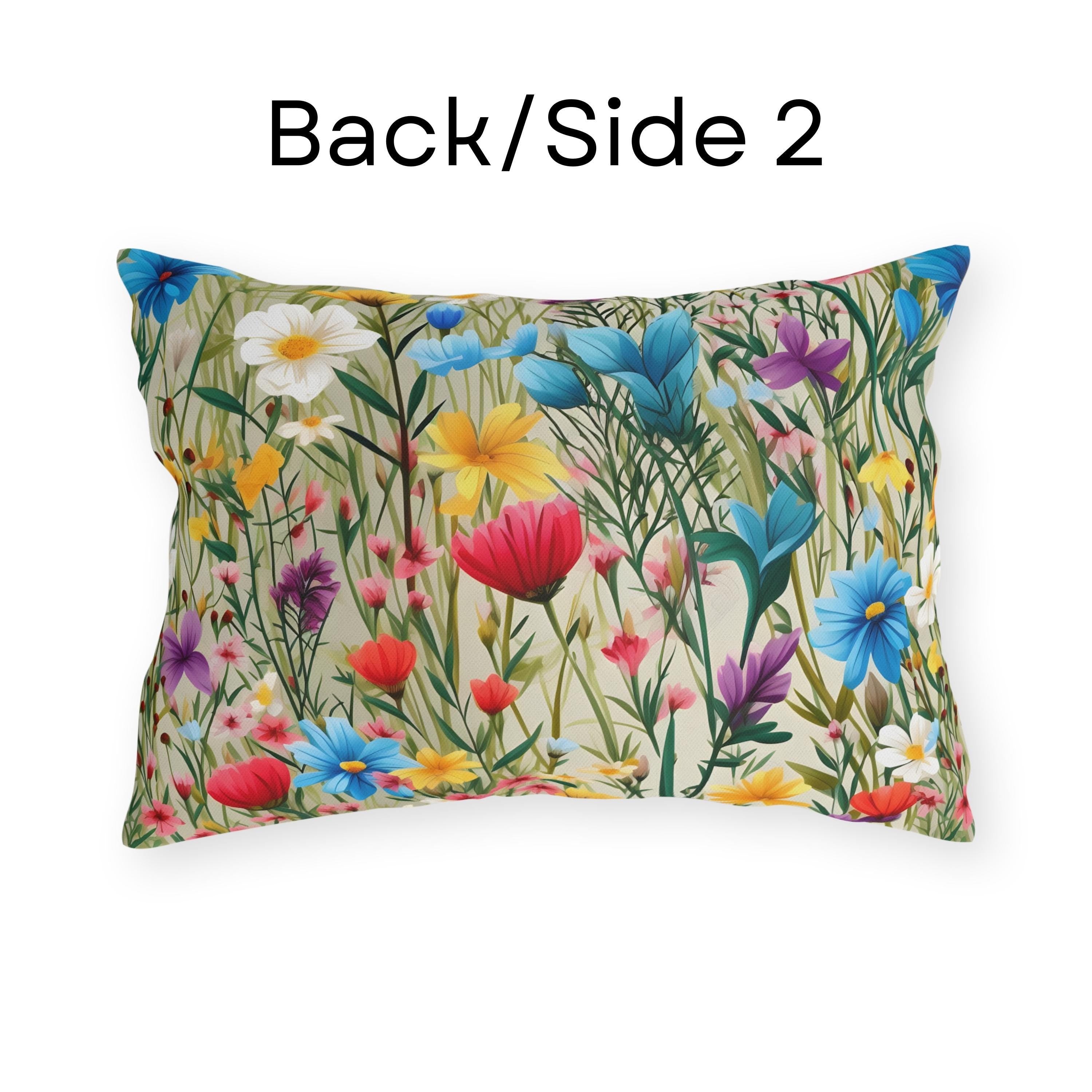 Wildflower Meadow Outdoor Pillow: Floral Patio, Pool or Porch Accent