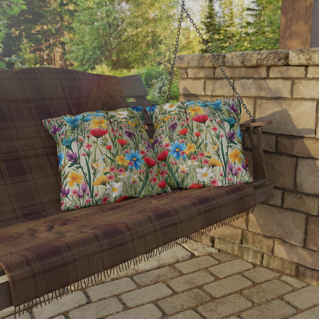 Wildflower Meadow Outdoor Pillow: Floral Patio, Pool or Porch Accent