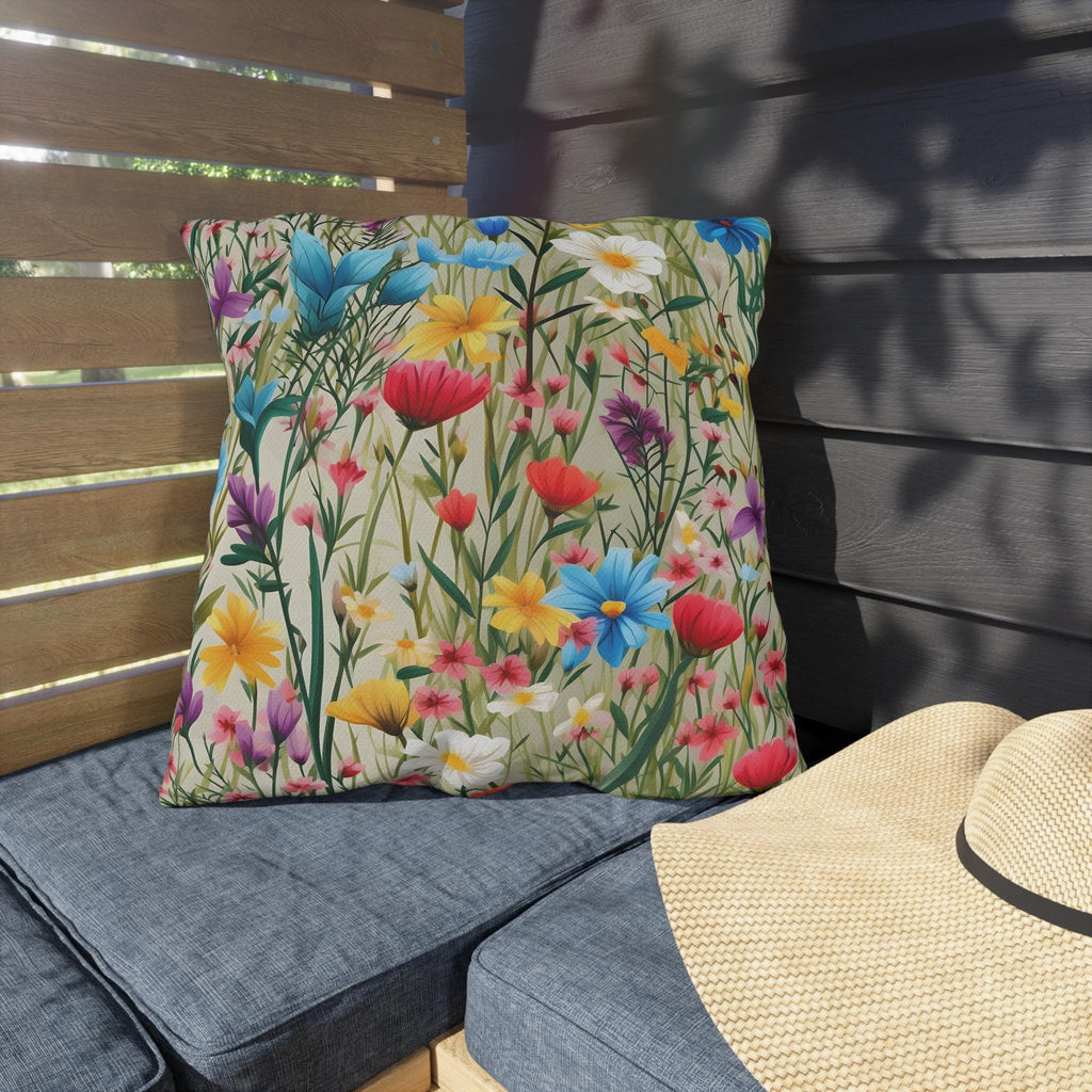 Wildflower Meadow Outdoor Pillow: Floral Patio, Pool or Porch Accent