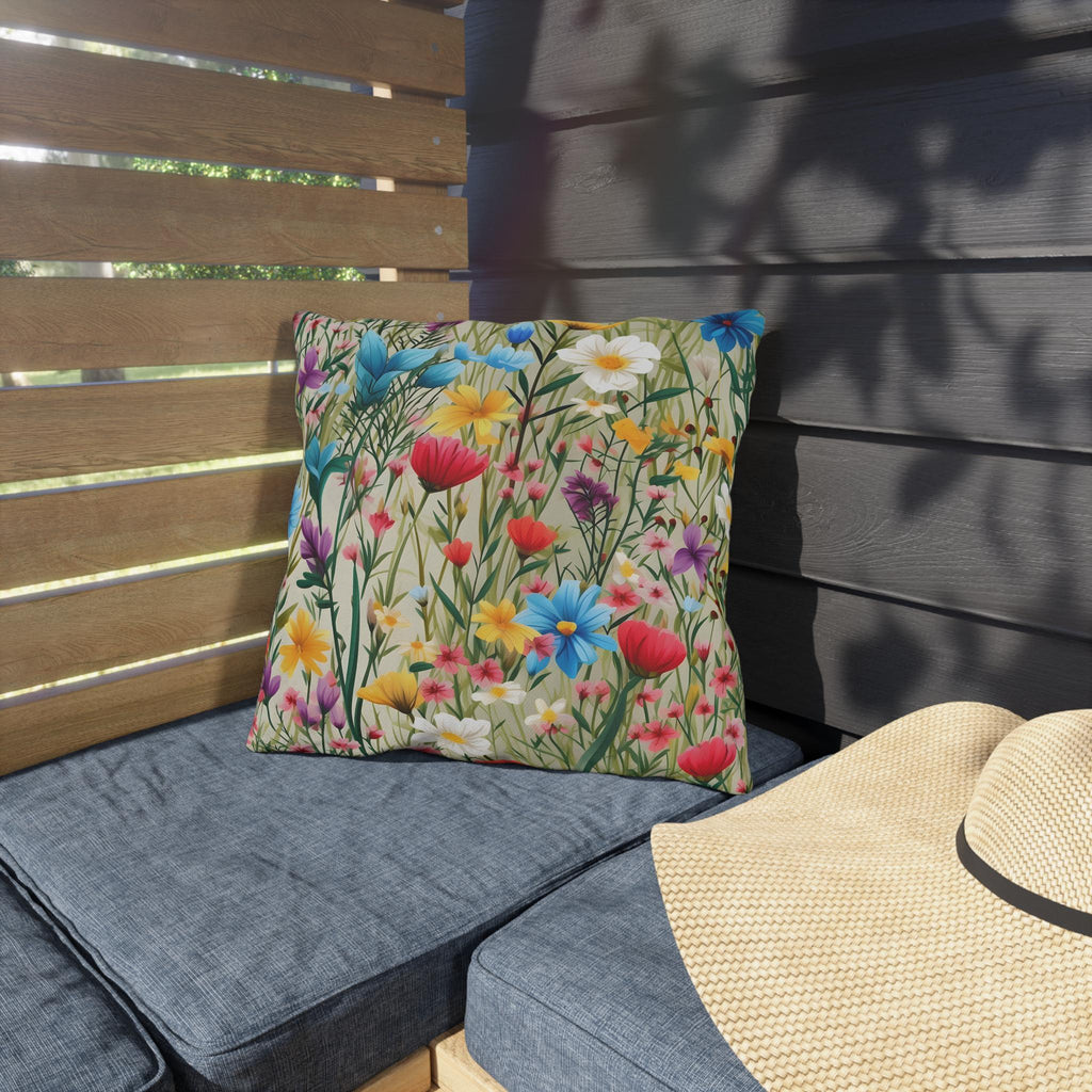 Wildflower Meadow Outdoor Pillow: Floral Patio, Pool or Porch Accent