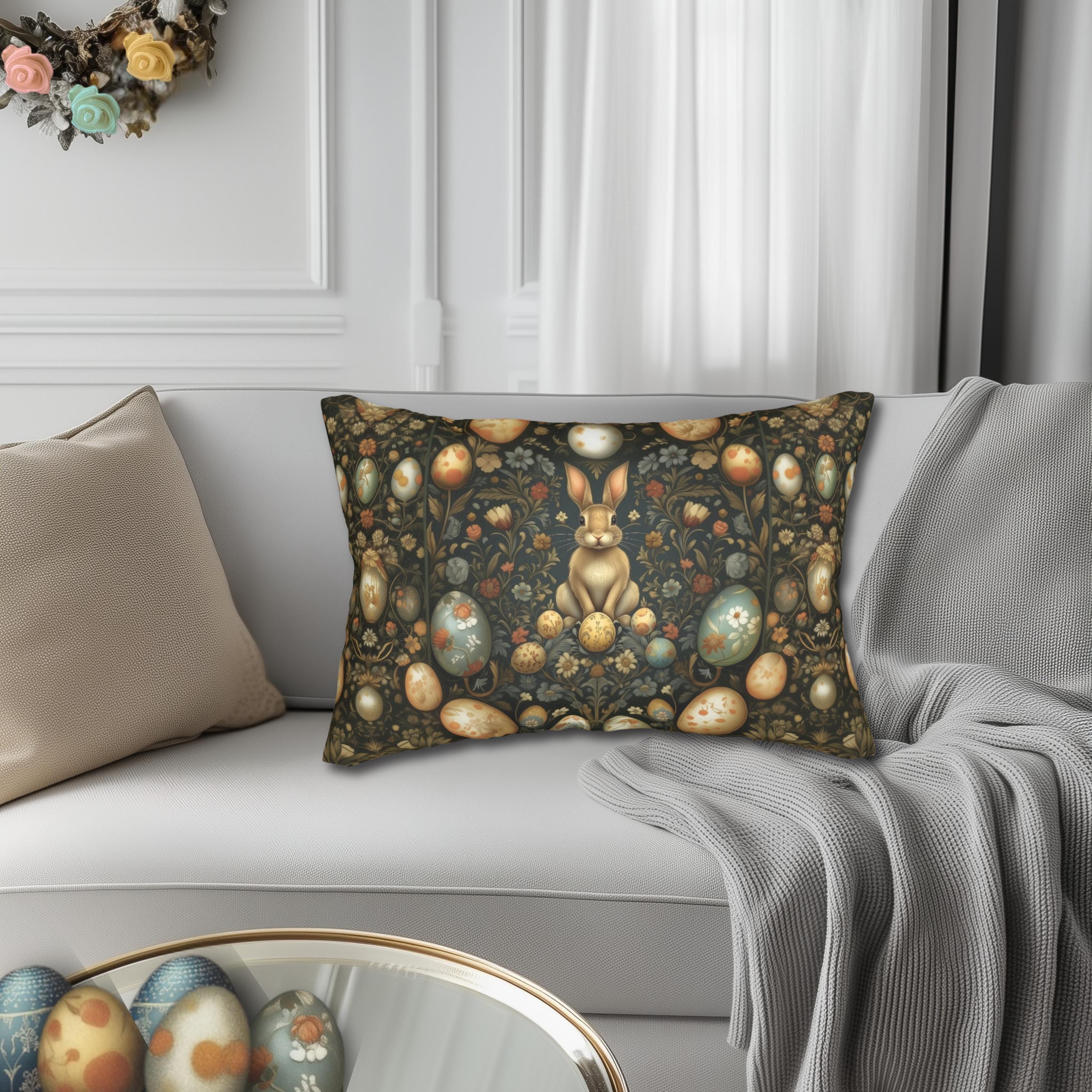 Midnight Easter Lumbar Pillow: William Morris Dark Cottagecore Botanicals