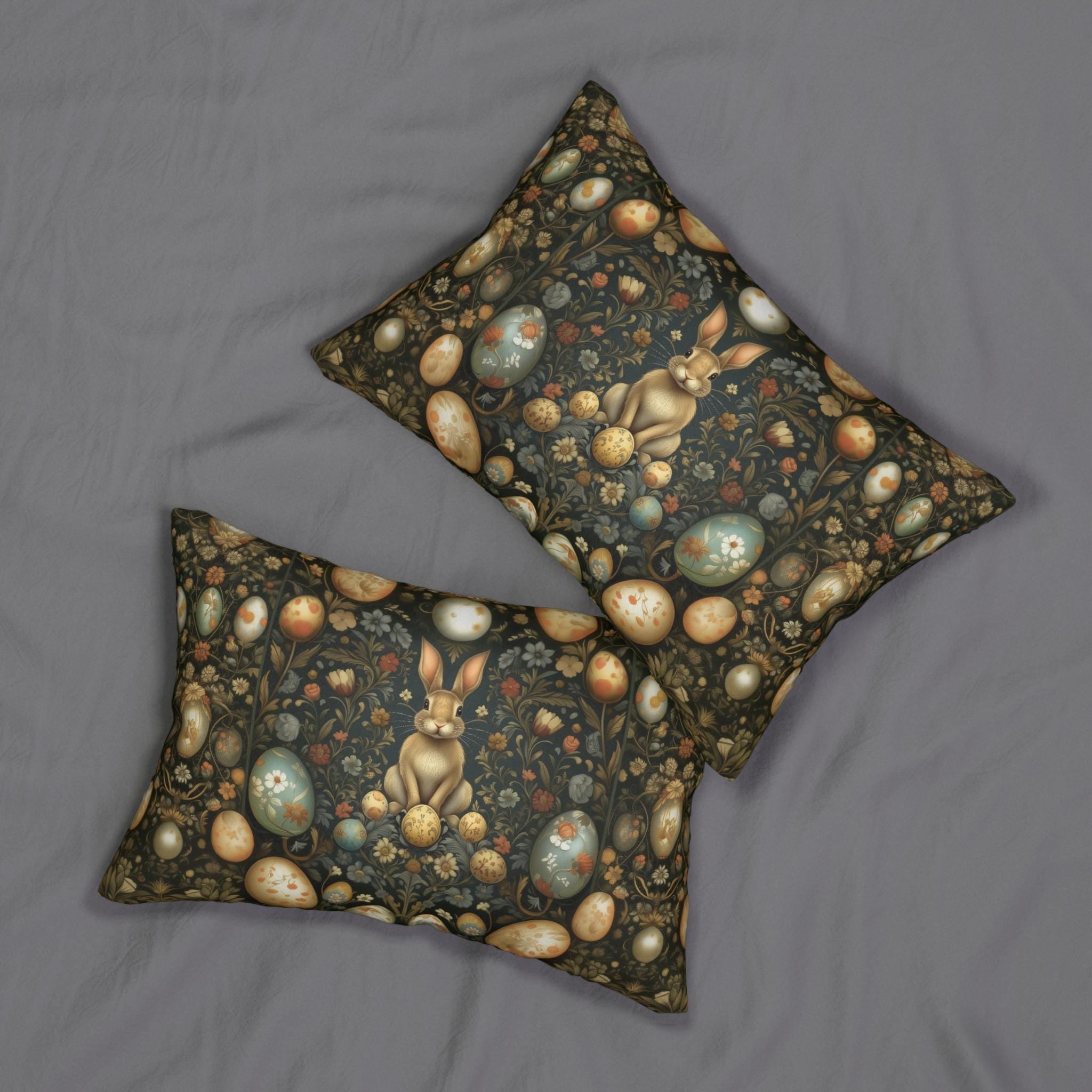 Midnight Easter Lumbar Pillow: William Morris Dark Cottagecore Botanicals