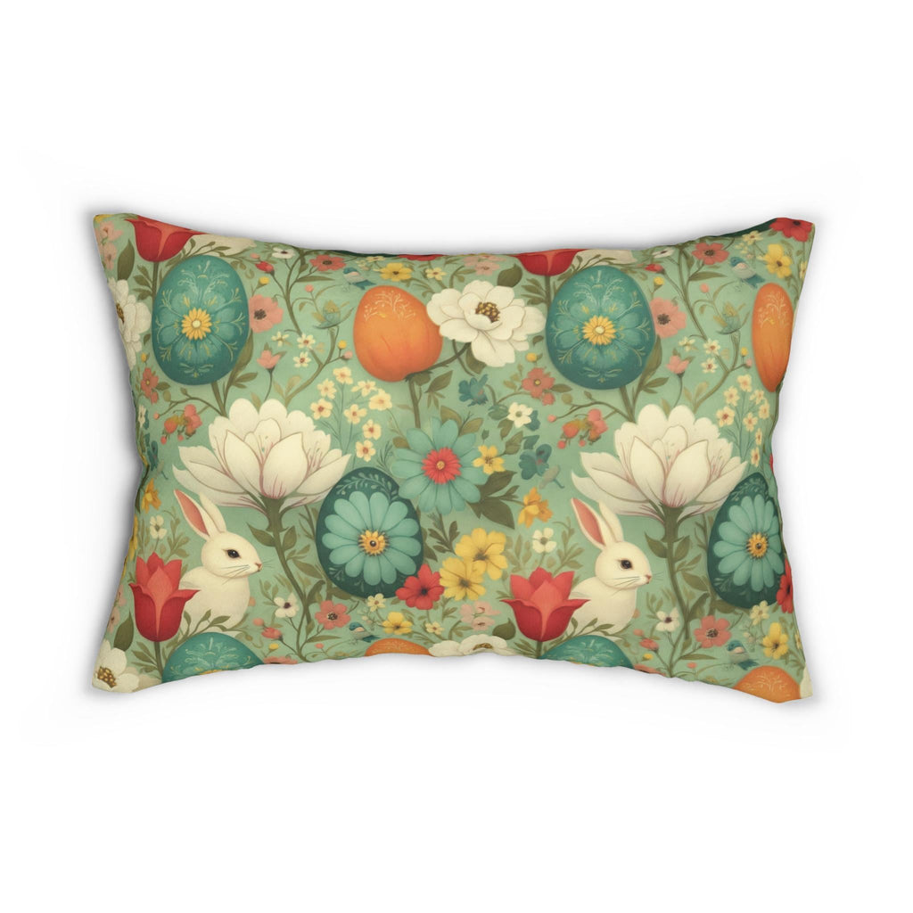 Whimsical Easter Bunny & Bloom Lumbar Pillow Cover