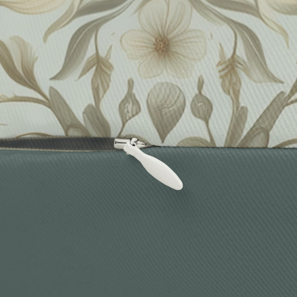 Vintage-Inspired Easter Bunny Lumbar Pillow: William Morris Floral Botanical Art in Pastel Blue
