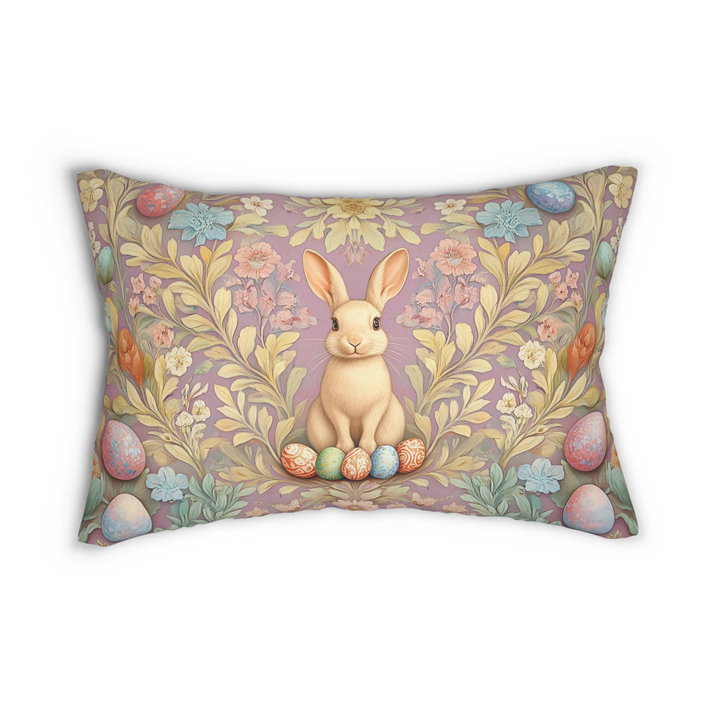William Morris Easter Rabbit Lumbar Pillow: Floral Botanical Art