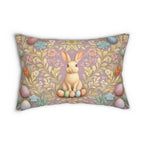 William Morris Easter Rabbit Lumbar Pillow: Floral Botanical Art