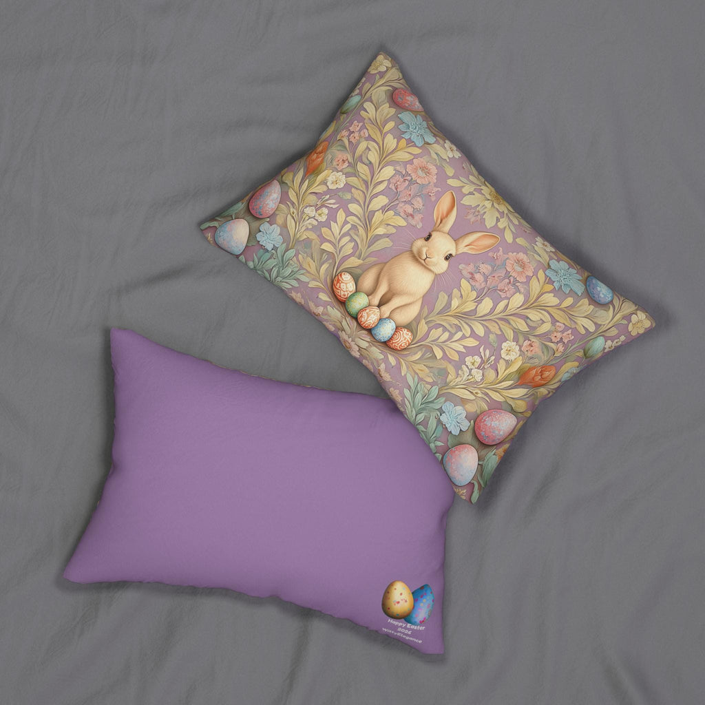 William Morris Easter Rabbit Lumbar Pillow: Floral Botanical Art