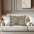 William Morris Chinoiserie Easter Hare Lumbar Pillow: Slate Blue & Taupe