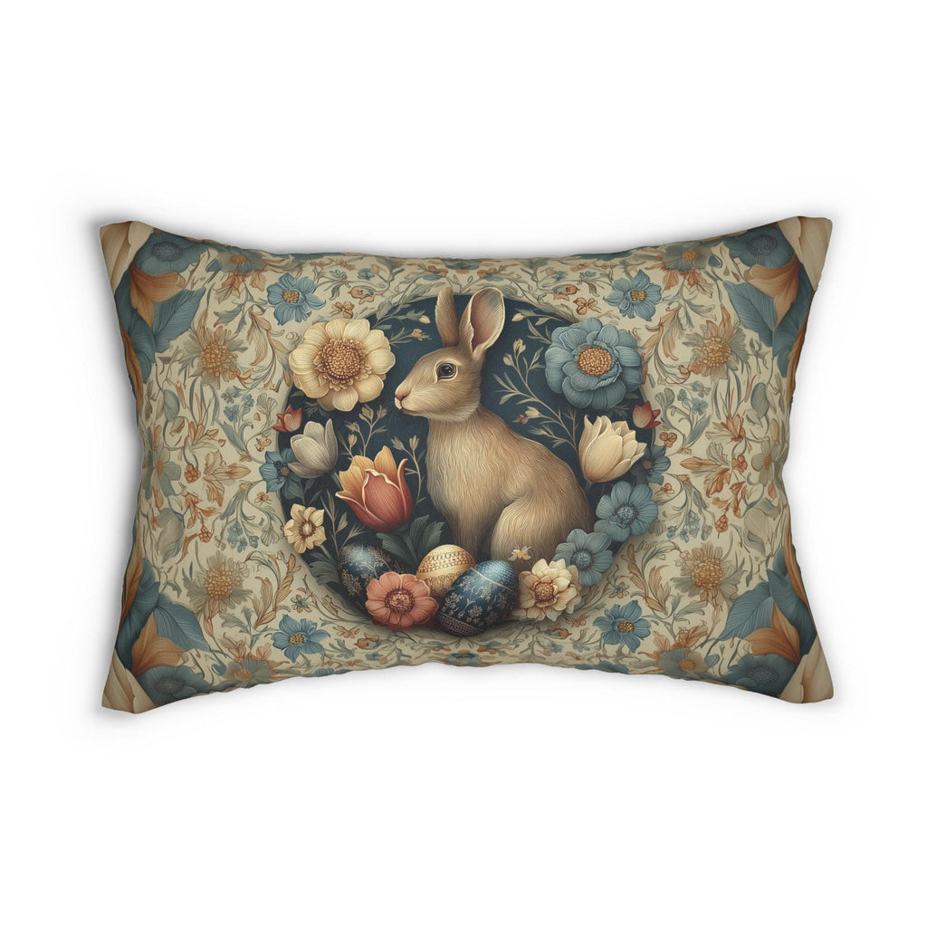 Easter Wild Hare Botanical Lumbar Pillow: William Morris Inspired
