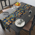 Mediterranean Table Runner: Inspired by Riviera Coastal Tile Aesthetics