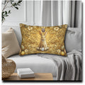 Elegant Easter Rabbit Lumbar Pillow: William Morris Inspired Botanical Art for Luxurious Spring Decor