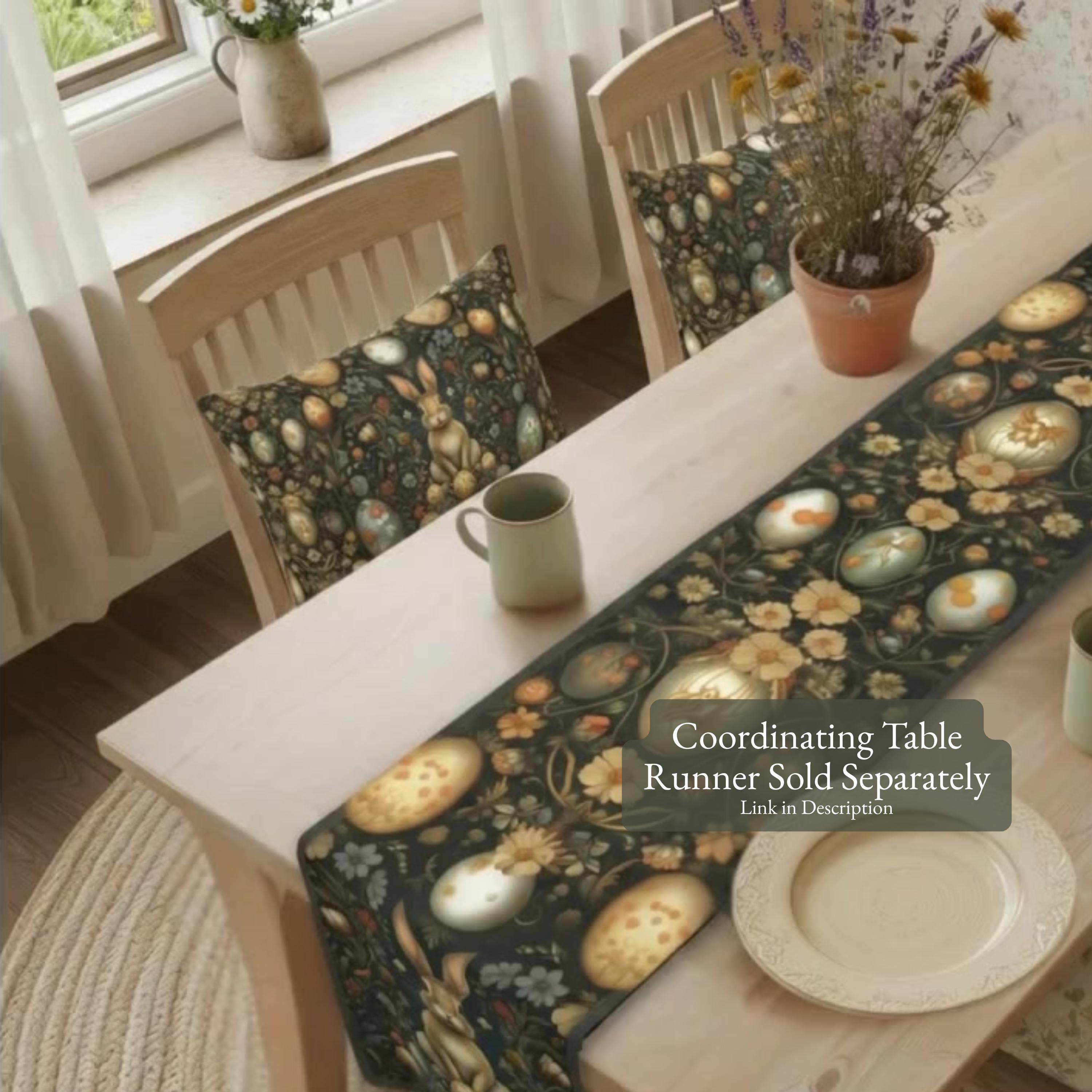 Midnight Easter Lumbar Pillow: William Morris Dark Cottagecore Botanicals