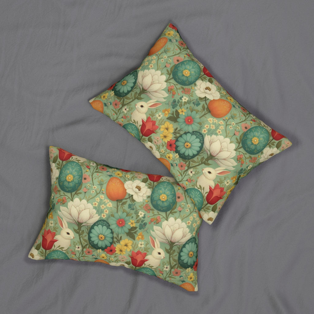 Whimsical Easter Bunny & Bloom Lumbar Pillow Cover