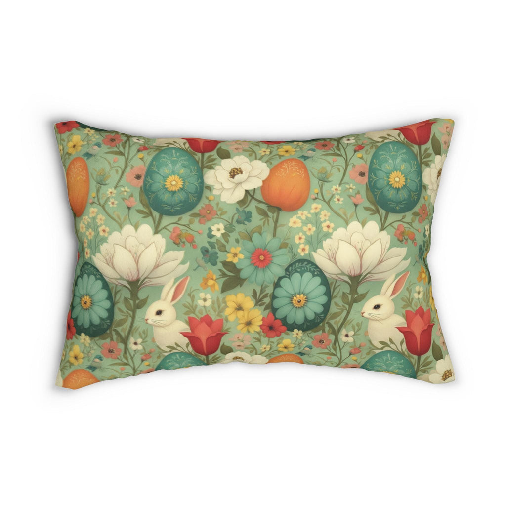 Whimsical Easter Bunny & Bloom Lumbar Pillow Cover