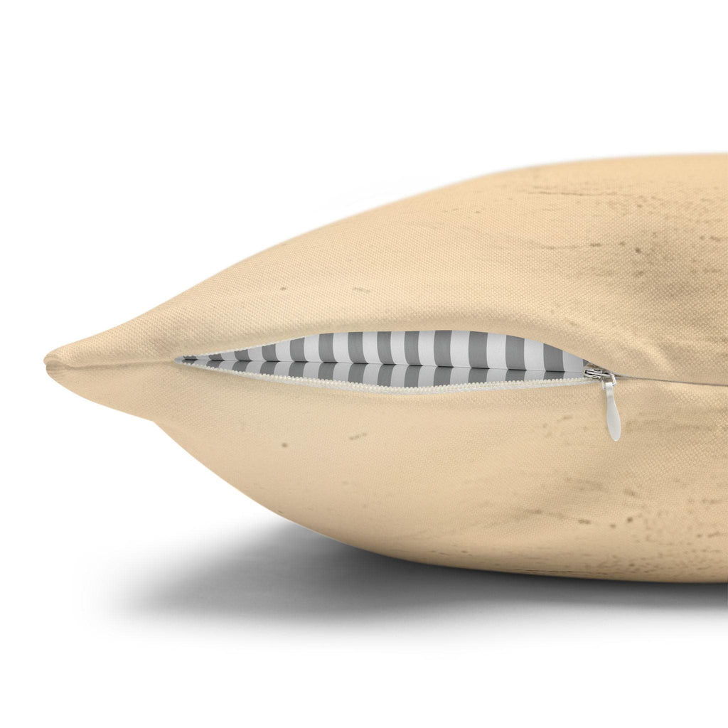 Coastal Square Pillow Cover: Beach-Inspired Ocean Blue & Sandy Beige Decor for Seaside Home Living