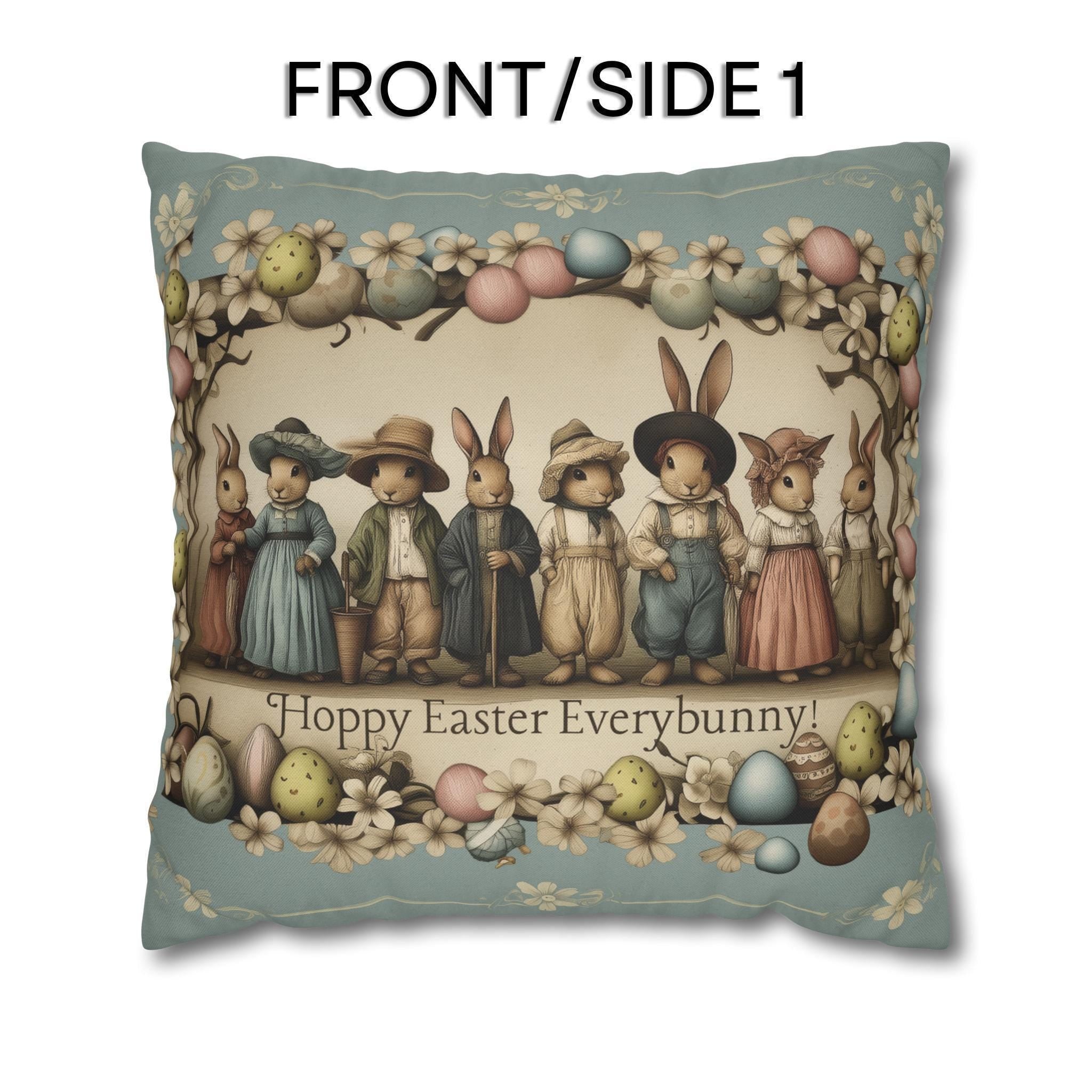 Easter Bunny Family Pillow Cover: Vintage 1920s Illustration Spring Decor