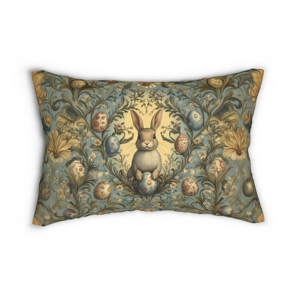 William Morris Easter Bunny Lumbar Pillow: Daisies & Vintage Eggs