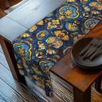 Mediterranean Table Runner: Inspired by Riviera Coastal Tile Aesthetics