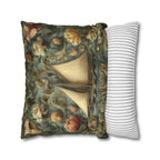 William Morris Inspired Coastal Sailboat Floral Pillow Cover in Ocean Blue and Sand Tones