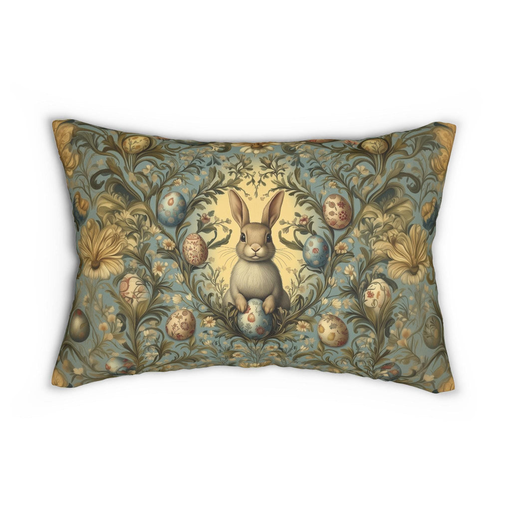William Morris Easter Bunny Lumbar Pillow: Daisies & Vintage Eggs