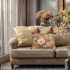 William Morris Inspired Botanical Lumbar Pillow: Dusty Rose, Sage, Ochre Autumn Accent